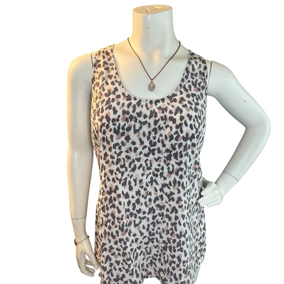 Joie Tops - Joie White and Brown Cheetah Print Racerback Silk Tank Top Mobwife Preppy Girly